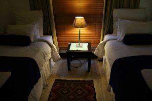 The second bedroom in the Sandton Gateway self-catering apartment in Craighall Park, Johannesburg.